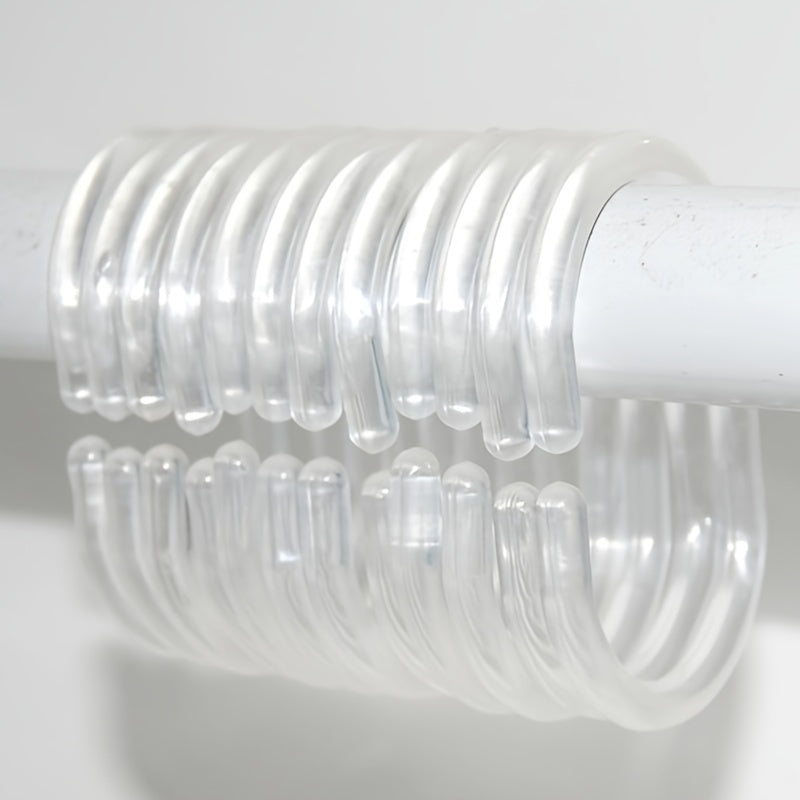 Clear Plastic Shower Curtain Rings Hooks - Set of 12