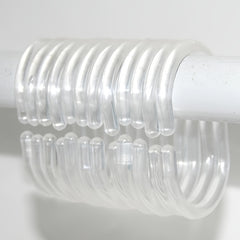 Clear Plastic Shower Curtain Rings Hooks - Set of 12