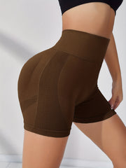 4pcs Seamless Sports Yoga Biker Shorts Wide Waistband Solid