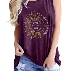 Letter Print Tank Top Sleeveless Crew Neck Casual Top