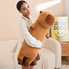 Cute Capybara Plush Standing Pillow for Home Decor - Dark Brown