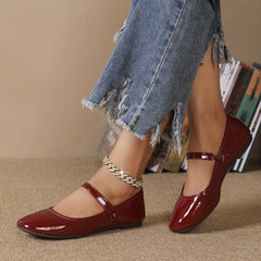Women's Square Toe Patent Leather Mary Jane Flats