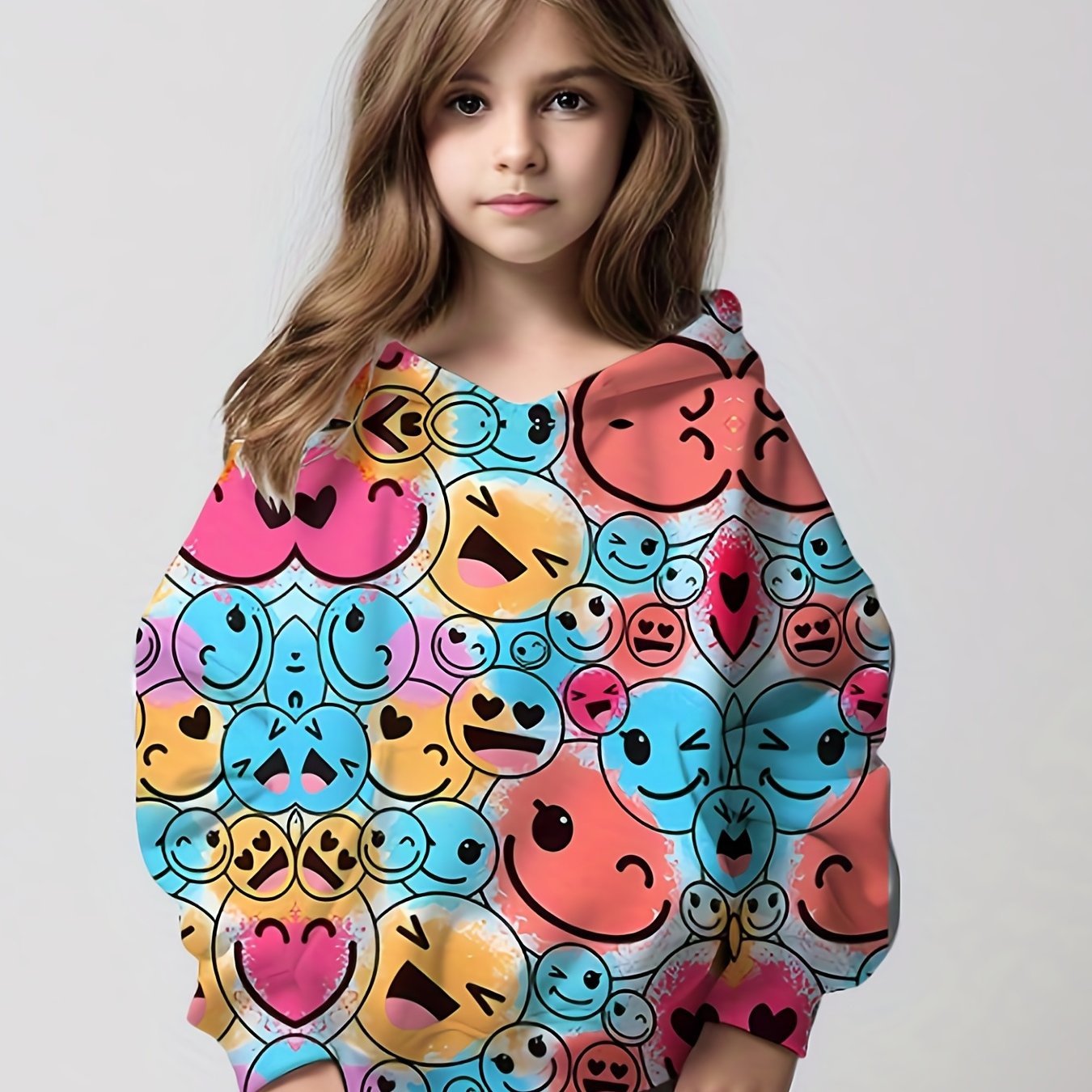 Kids Smile Face 3D Print Sweatshirt Cartoon Hoodie Top