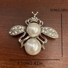 Vintage Bumble Bee Pin Brooch with Pearls and Rhinestone