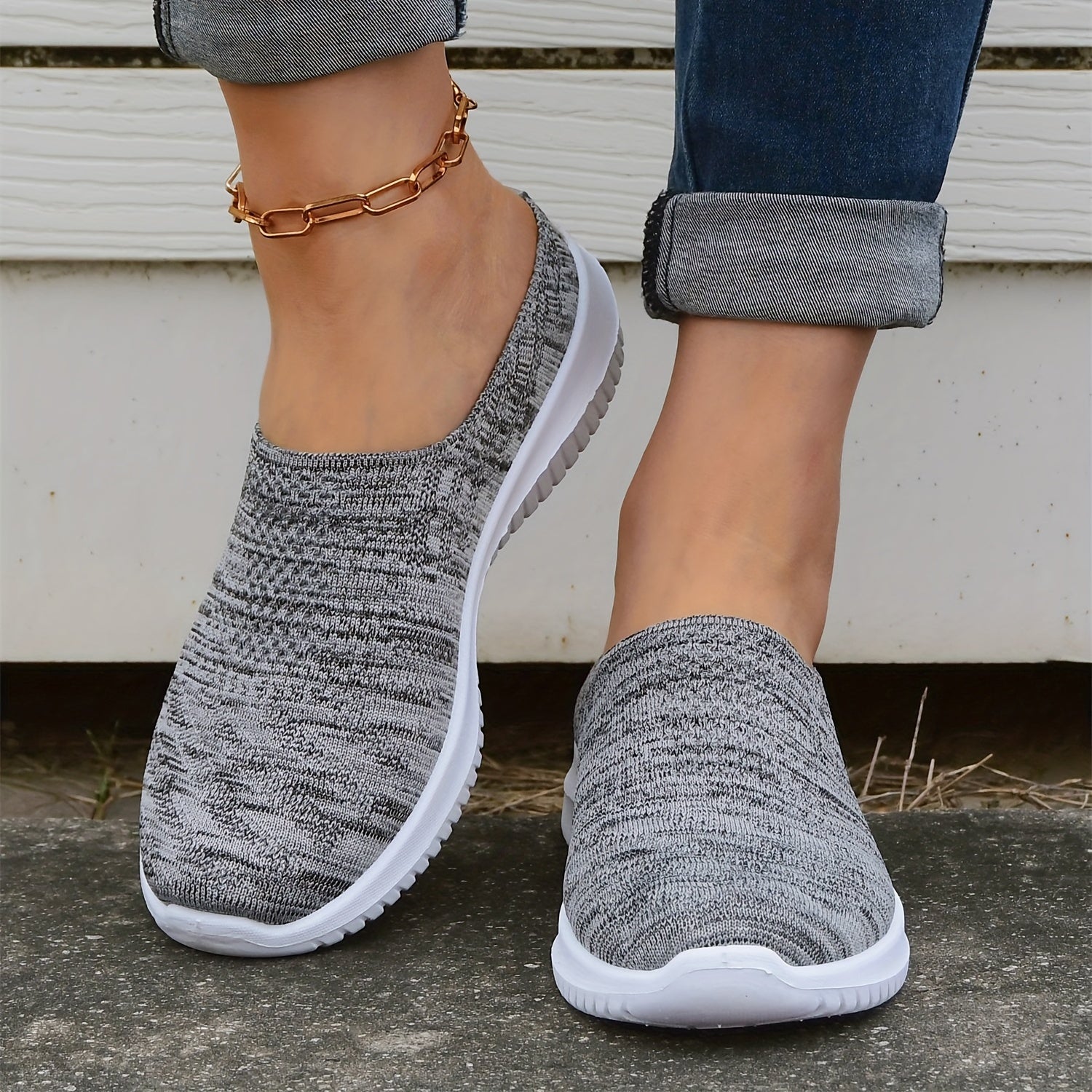Women's Knitted Sock Shoes Breathable Low Top Slip On Shoes
