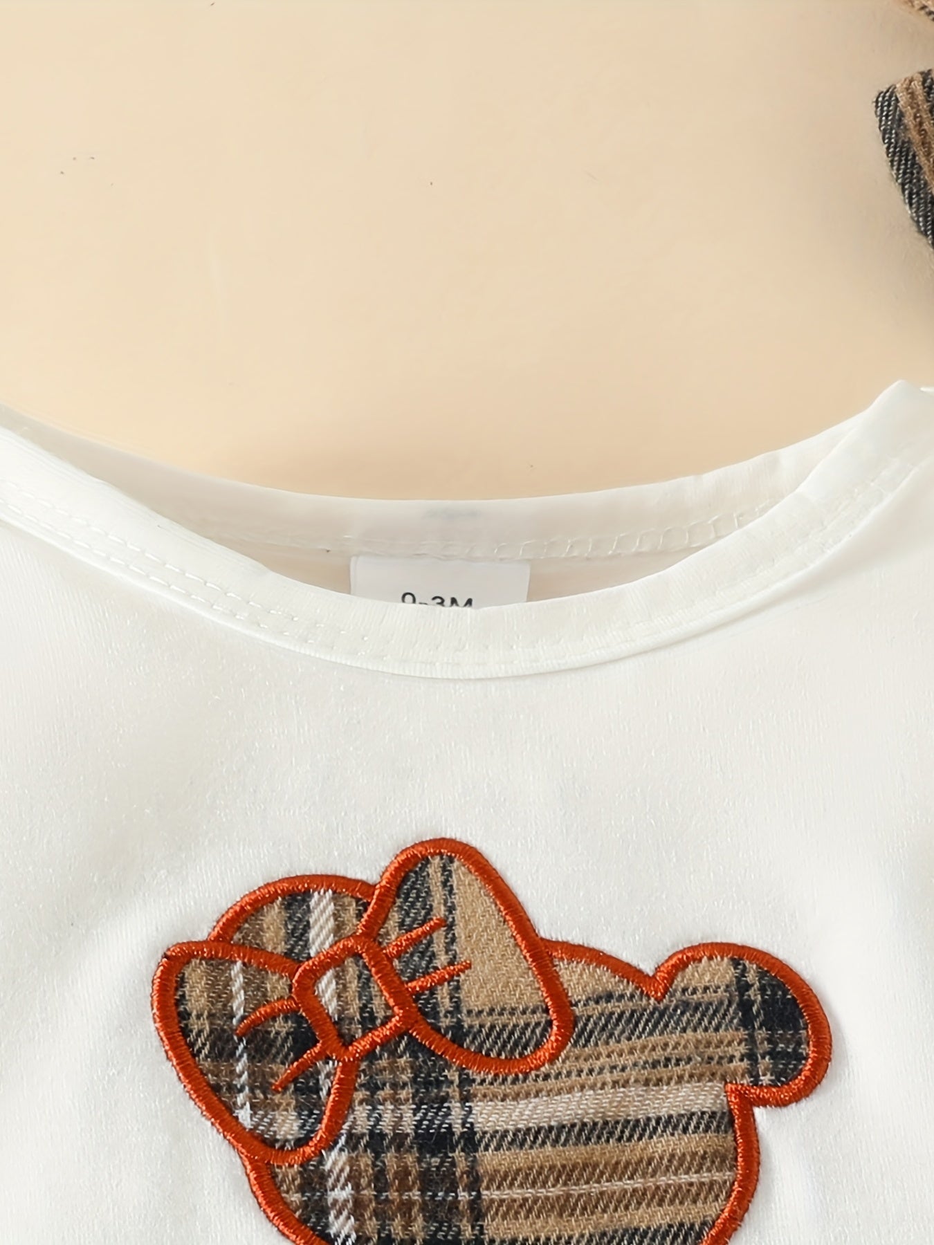 Baby Bear Graphic Long-sleeved Shirt & Plaid Pants Set