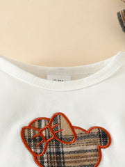 Baby Bear Graphic Long-sleeved Shirt & Plaid Pants Set