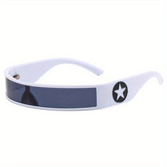 Y2K Wrap Around Sunglasses Futuristic Star Decor Glasses UV400