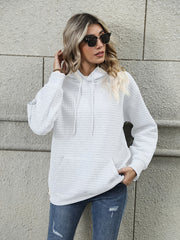 Textured Kangaroo Pocket Hoodie Long Sleeve Hoodies Sweatshirt