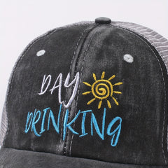 Vintage Distressed Embroidery Trucker Hat Adjustable Baseball Cap