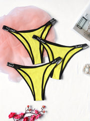 3pcs Letter Print Panties Low Waist Intimates Women's Lingerie