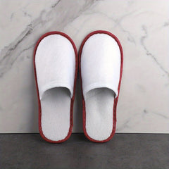 Plush Flat Slippers Non Slip Hotel Shoes Women's Indoor Guest Slippers