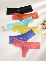 6pcs Women's Lace Thongs Soft & Comfy Panties Lingerie
