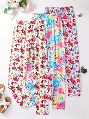 Girls Butterfly & Flowers Print Yoga Pants, Slim Fit Leggings