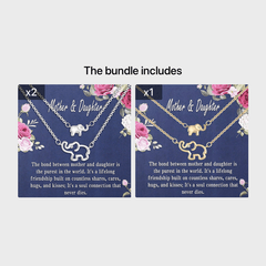 2pcs Silver Elephant Pendant Necklace, Gift For Mom And Daughter