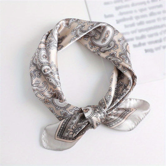 Vintage Paisley Print Silk Square Scarf Thin Bandana Neckerchief