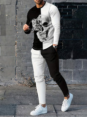 Skull & Geometry Men's 2 Piece Outfit Long Sleeve T-shirt & Sweatpants