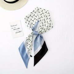 Narrow Silk Headband Crescent Print Head Scarf Neck Scarves