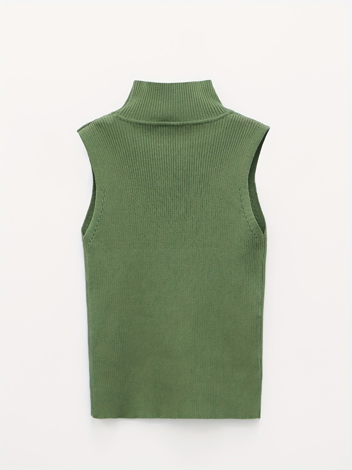 Skinny Ribbed Tank Top High Neck Sleeveless Solid Top