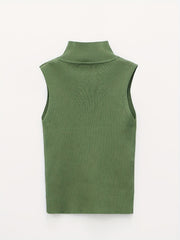Skinny Ribbed Tank Top High Neck Sleeveless Solid Top