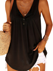 Solid Sleeveless V Neck T Shirt Casual Tops Women's
