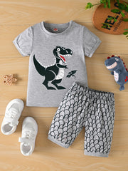 Boys Dinosaur Print T-shirt & Shorts Set