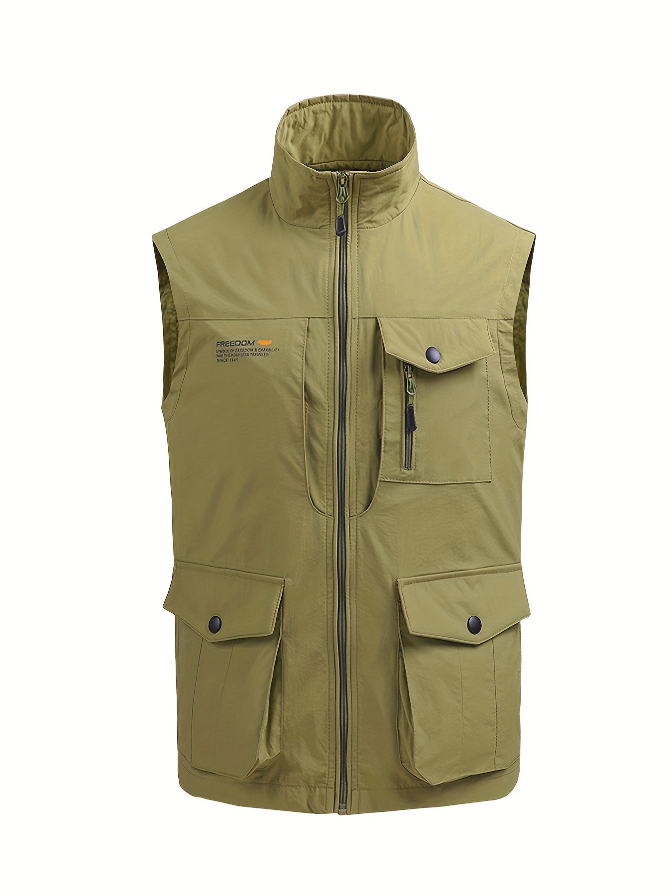 Cargo Vest Men's Zip Up Stand Collar Outwear