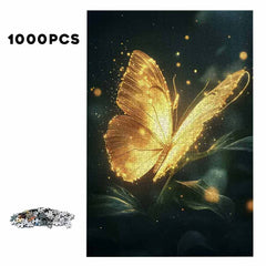 1000pcs Glowing Golden Butterfly Jigsaw Puzzle - Challenging Intermediate Puzzle