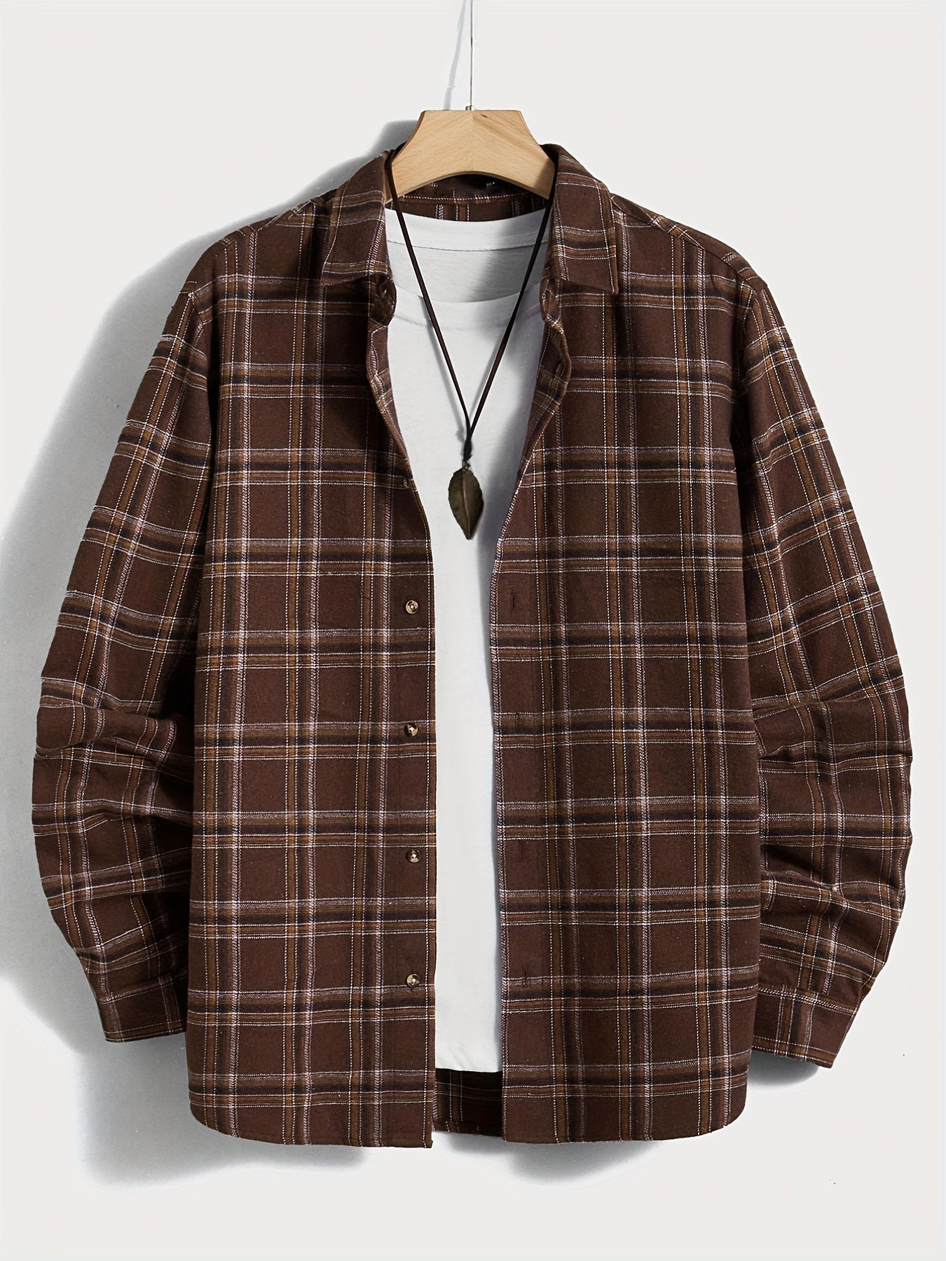 Men's Casual Plaid Shirt Outdoor Long Sleeve Lapel Stylish Comfort