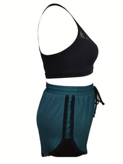 Lace Tank Top & Drawstring Shorts Set