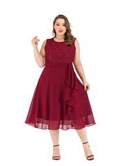 Lace Chiffon Fit And Flare Party Dress