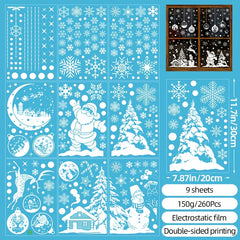 9pcs Christmas Window Snowflake Clings Stickers - Glass Win