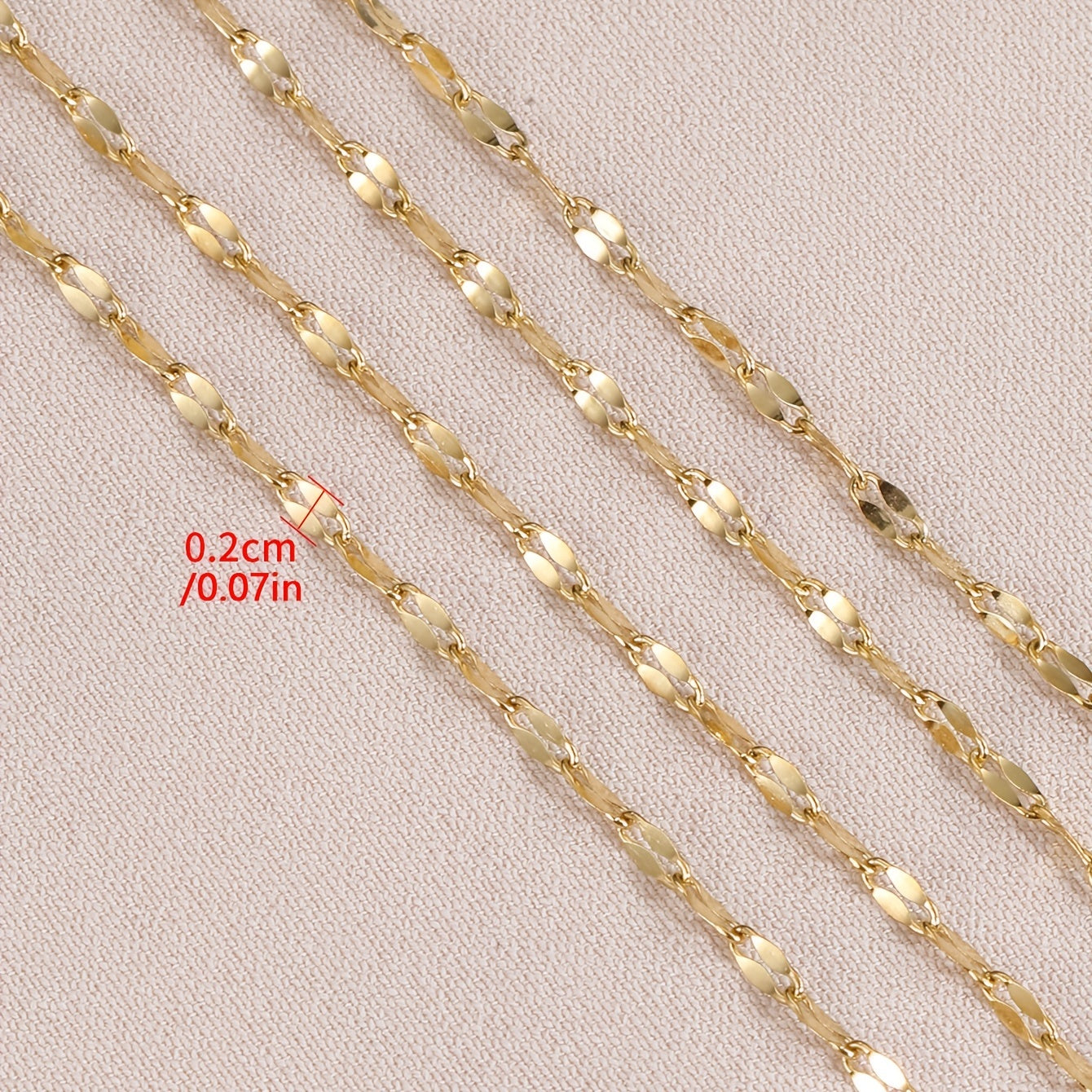 2M Stainless Steel Lips Chain Golden Jewelry Necklace Bracelet Making DIY Chain