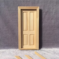 1/12 Doll House Door BJD OB11 Marigo Home Accessories Wooden w/ Golden Handles