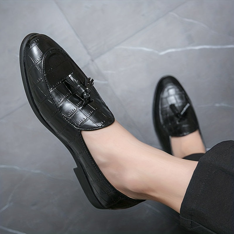 Men's Plaid Tassel Loafers Non Slip Casual Shoes