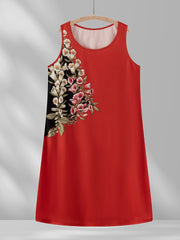 Colorblock Butterfly Print Casual Tank Dress