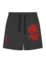 Men's Dragon Graphic Elastic Waist Shorts