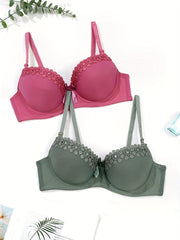 Push Up Bras with Contrast Lace Set of 2