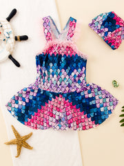 Girls Mermaid Swimsuit Quick Dry Suspender Bathing Suits