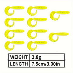 100pcs Bionic Soft Fishing Bait Trout Bass Paddle Tail Twister Tail Soft