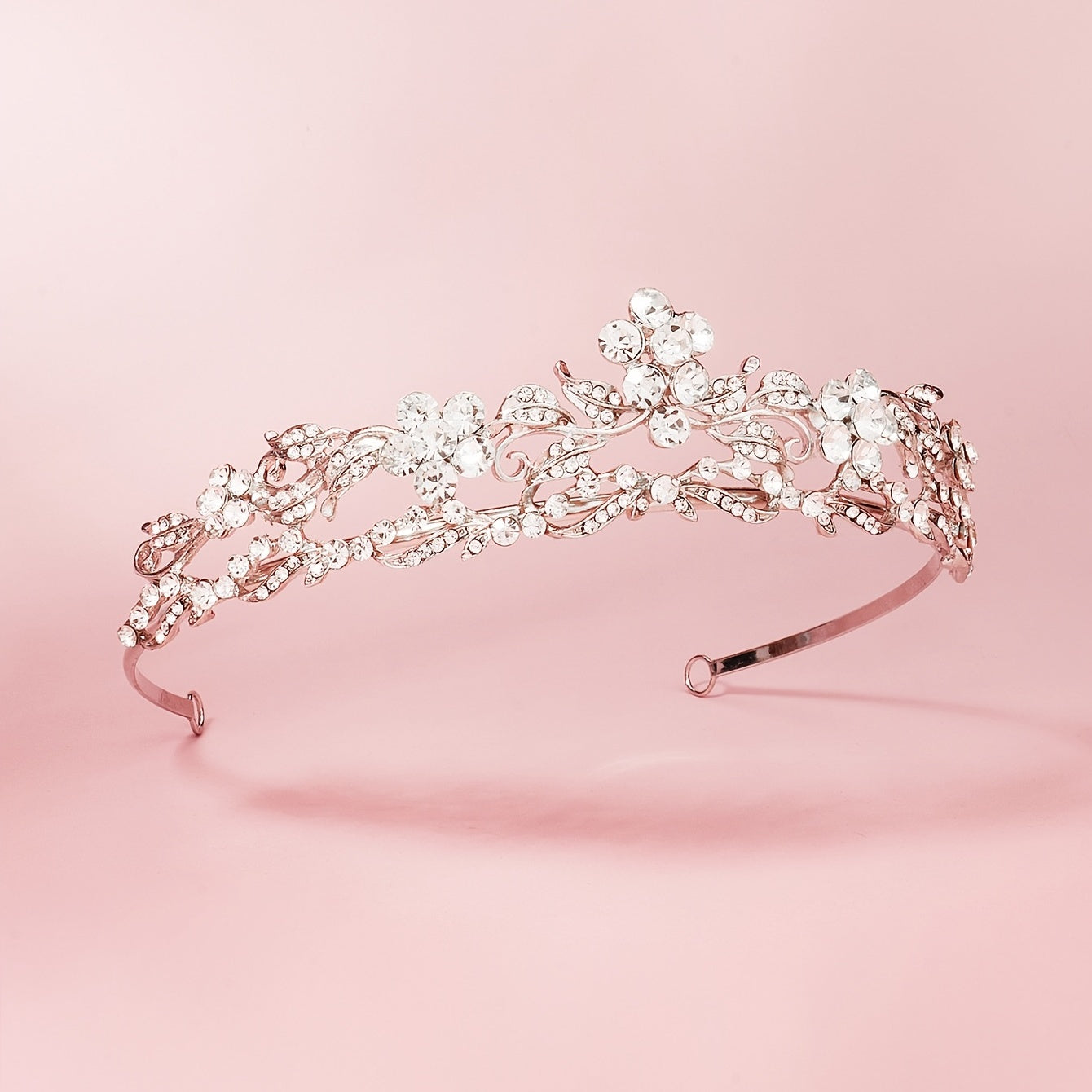 Silver Flower Queen Crowns Crystal Tiara