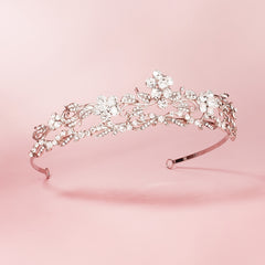 Silver Flower Queen Crowns Crystal Tiara