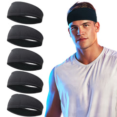 5pcs Men's Sports Headbands Breathable Mesh Reusable Washable Sweat Bands