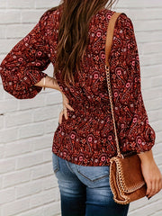Women's Plus Boho Blouse Paisley Floral Print V Neck