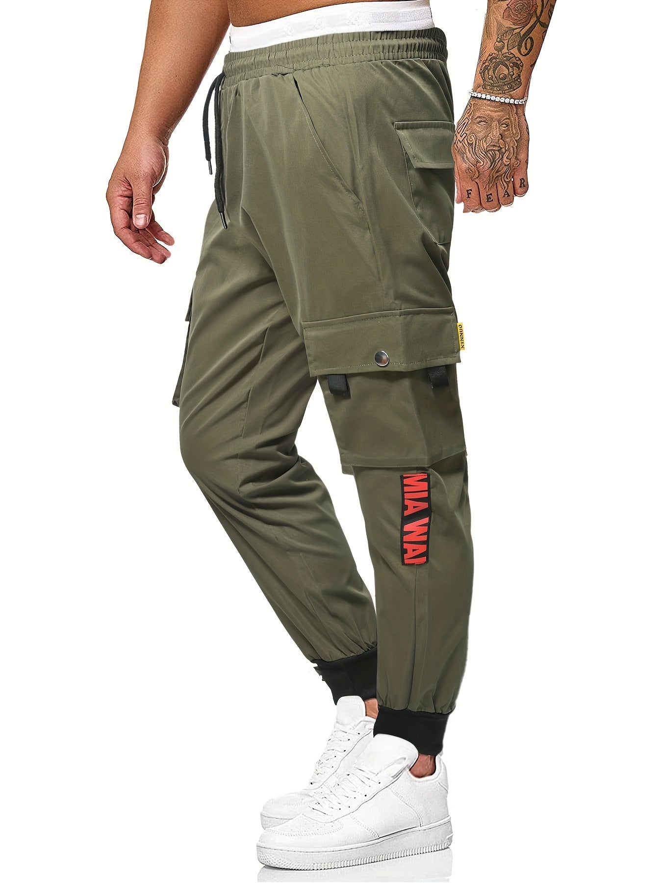 Men's Drawstring Cargo Pants with Large Pockets