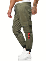 Men's Drawstring Cargo Pants with Large Pockets