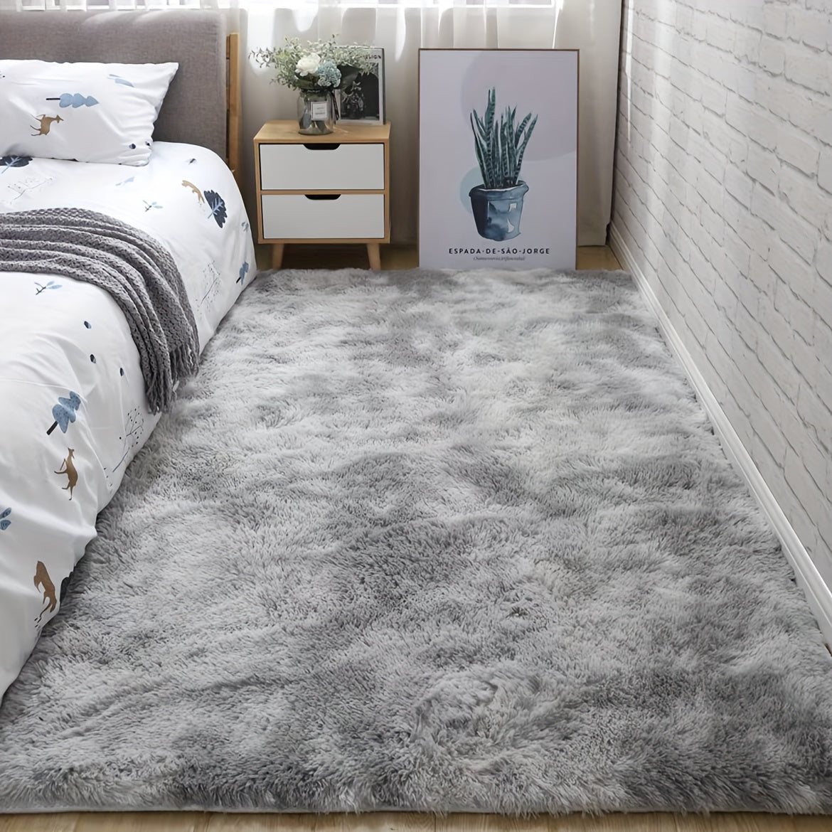 Soft Area Rugs Fluffy Shag Plush Tie Dyed Living Room Carpet