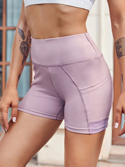 Ribbed High Waist Leggings with Pocket, Hip Lifting Slim Fit Yoga Shorts