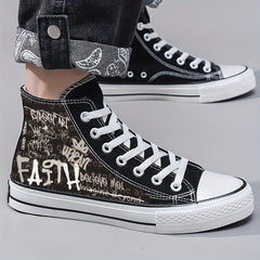 Men's Alphabet Print Ankle Top Canvas Shoes