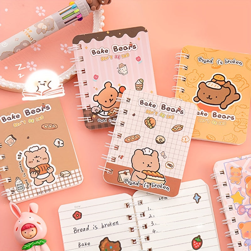 4pcs Cartoon Coil Notebook 80 Sheets Each Portable Notepad Horizontal Line